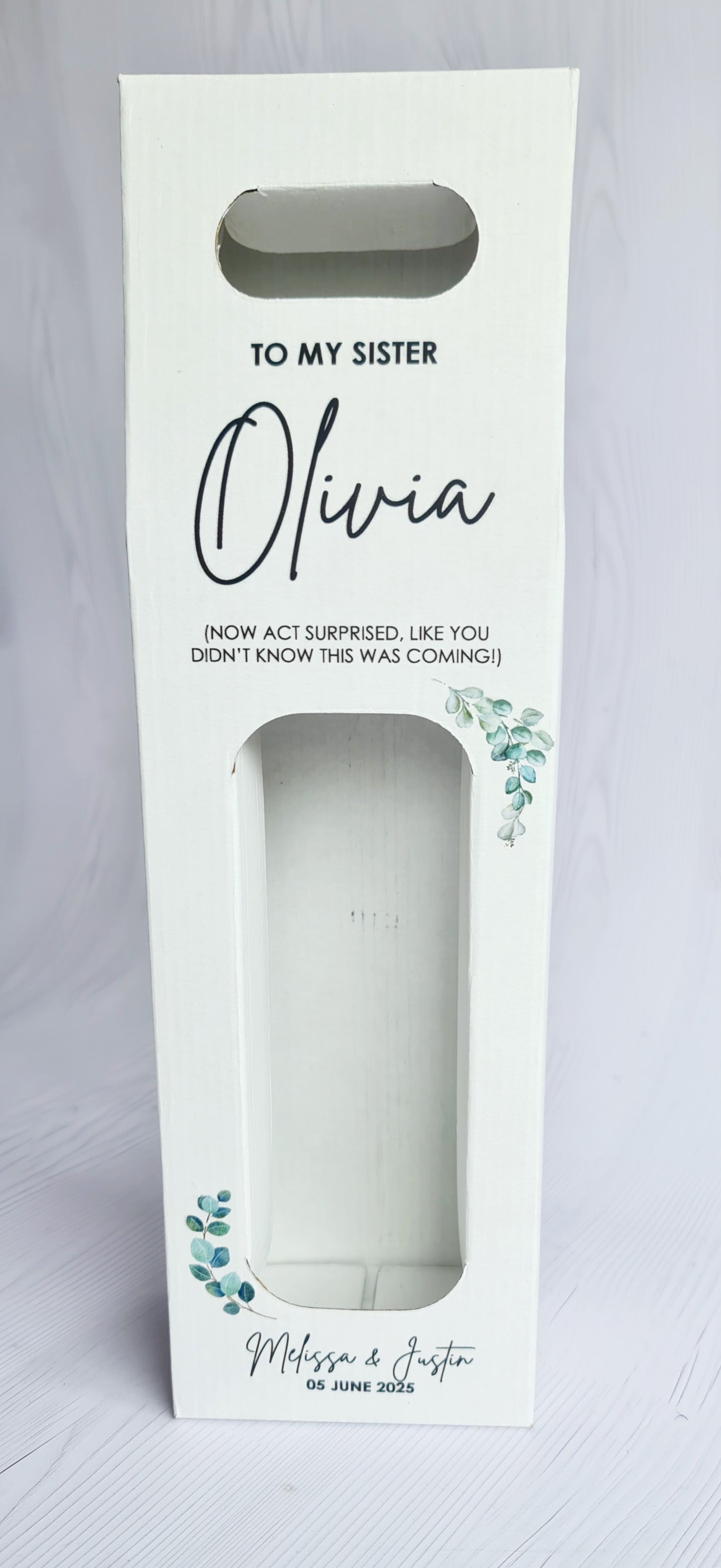 White Personalized Wine Box - Empty