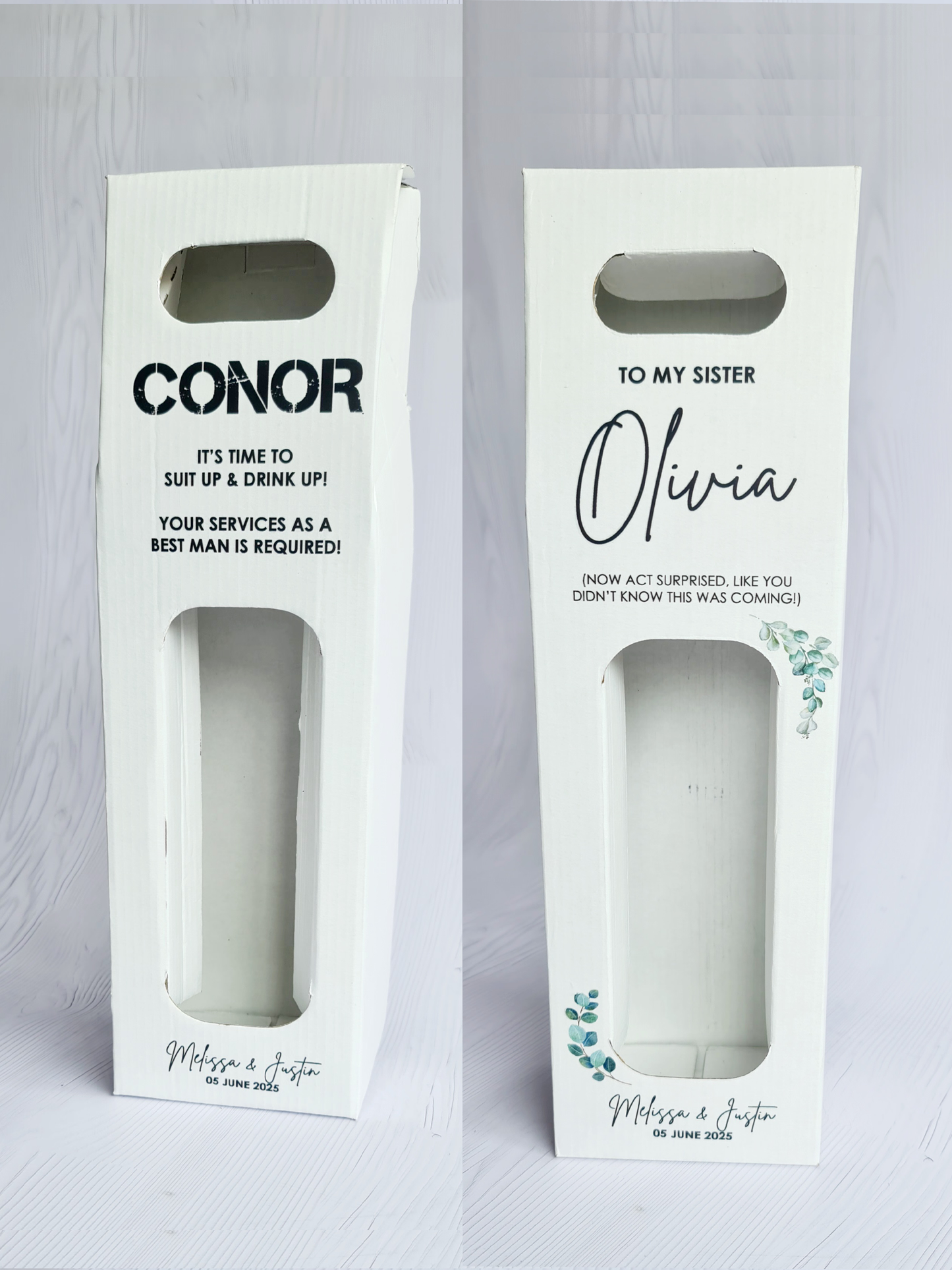 White Personalized Wine Box - Empty
