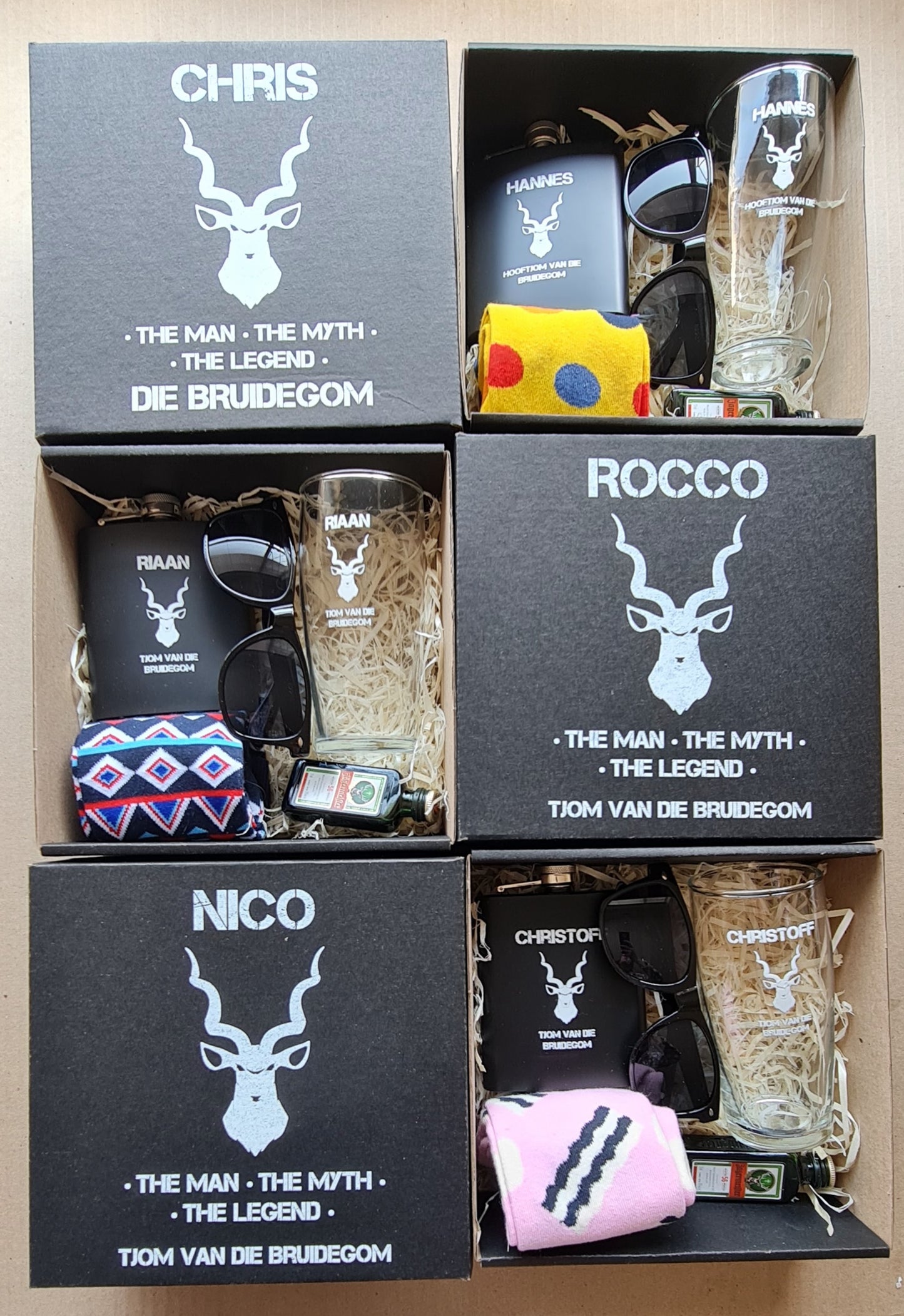 Groomsmen Gift Box - Black Flask and Sunglasses