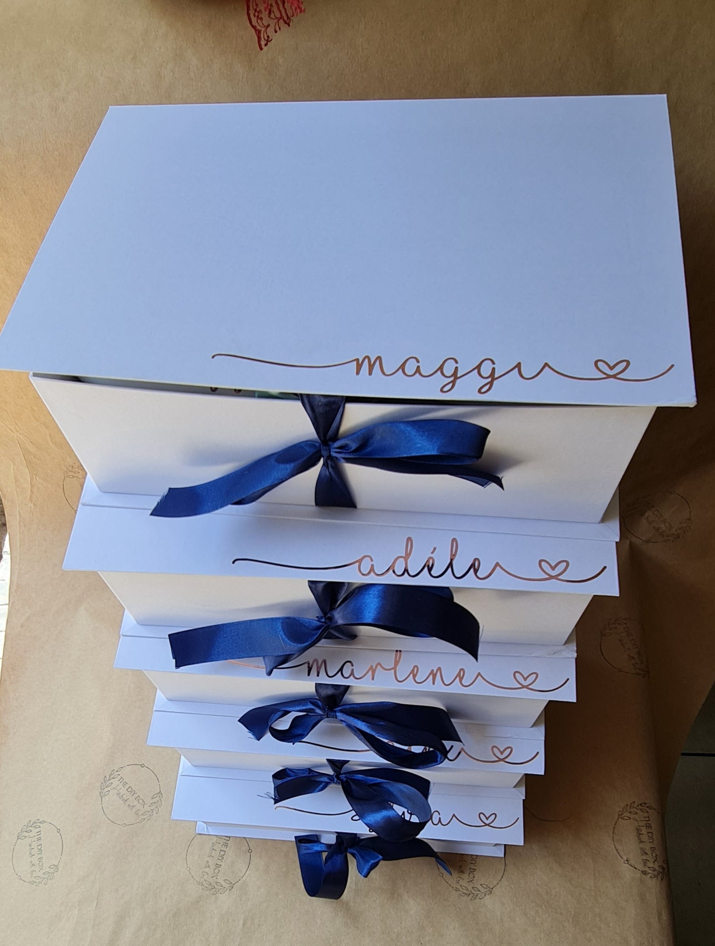 Empty Flip Open Bridesmaid Gift Box With A Ribbon