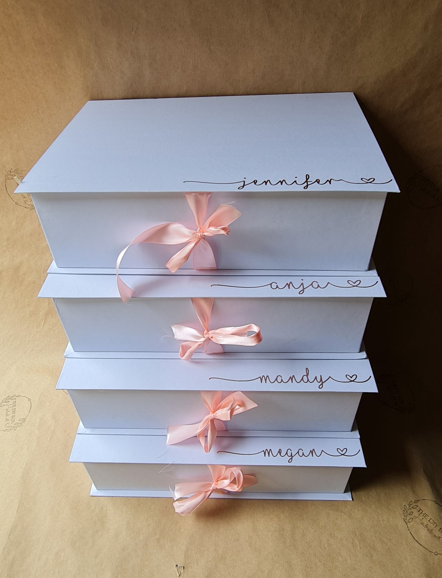 Empty Flip Open Bridesmaid Gift Box With A Ribbon